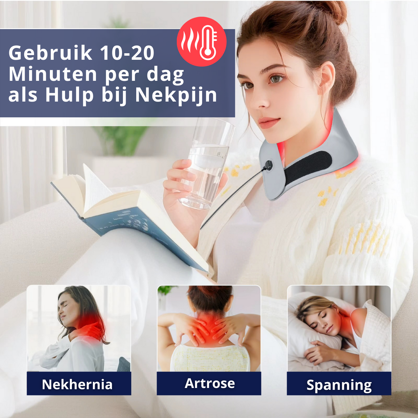 infrarood therapie brace voor nekwervels, nekpijn, nek hernia artrose nek rechte-rug