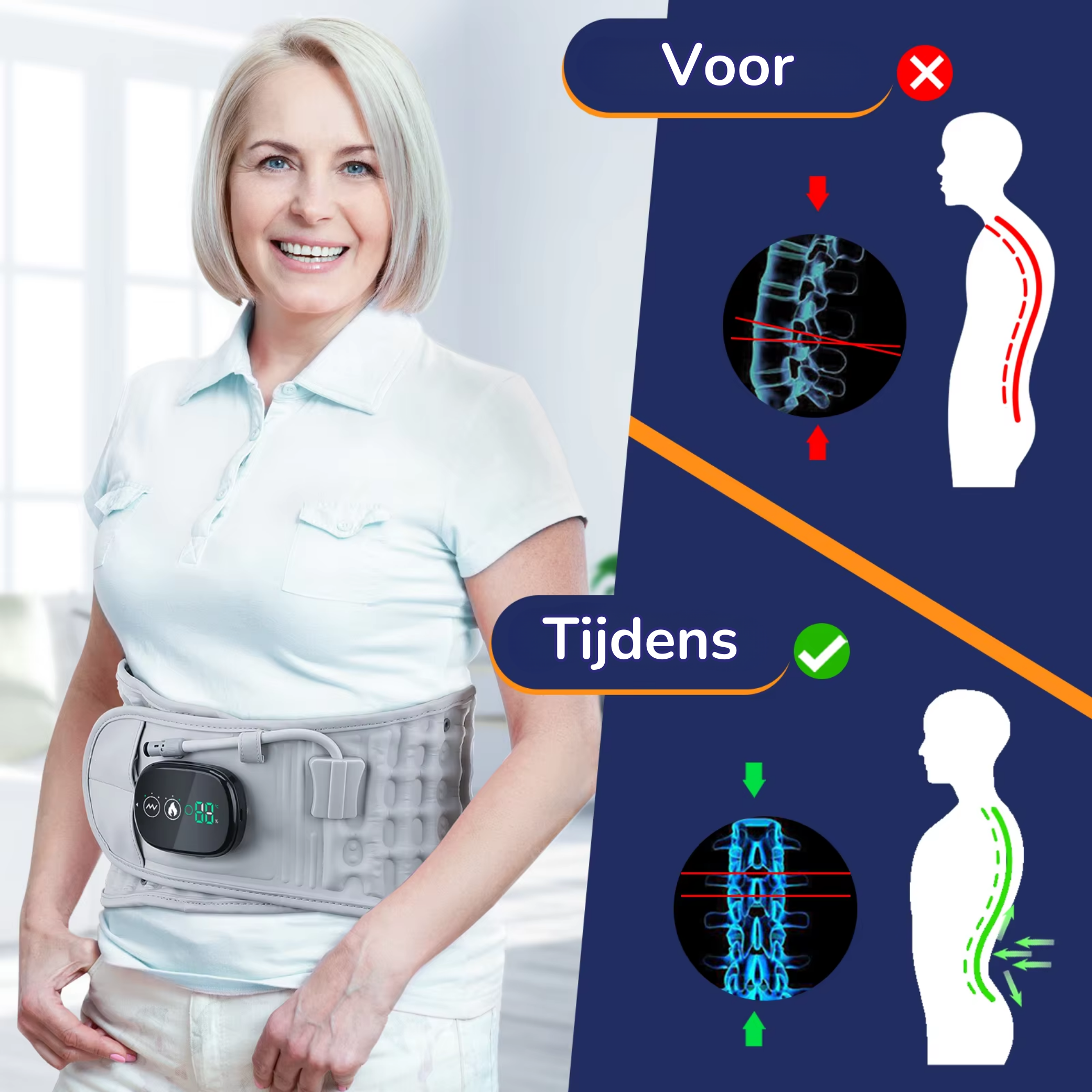 Upgrade:  Touch Screen Decompressie Brace met InfraRood Verwarming en Massage