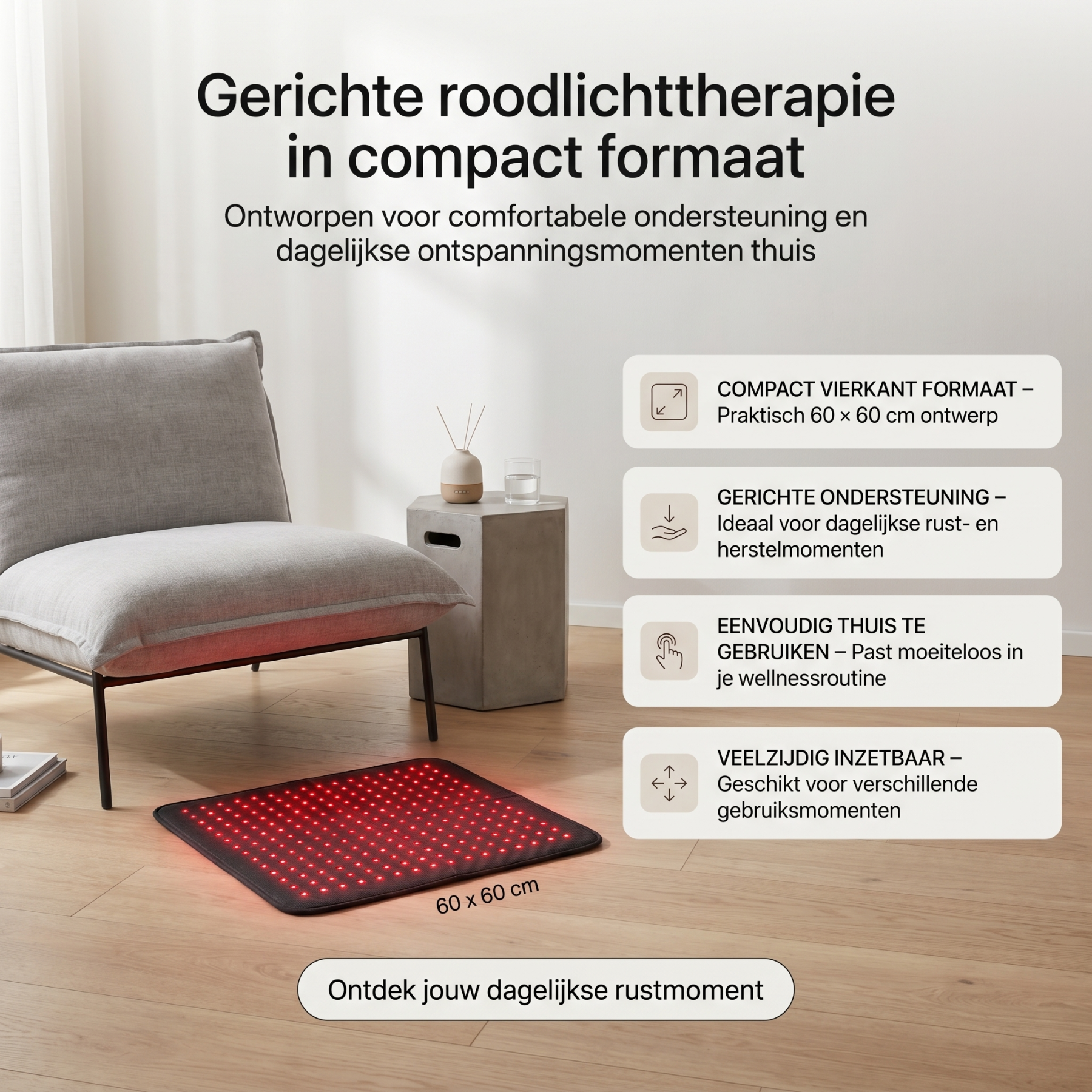 Professionele InfraRood Therapie Mat - 60x60cm - Herstel en Ontspanning