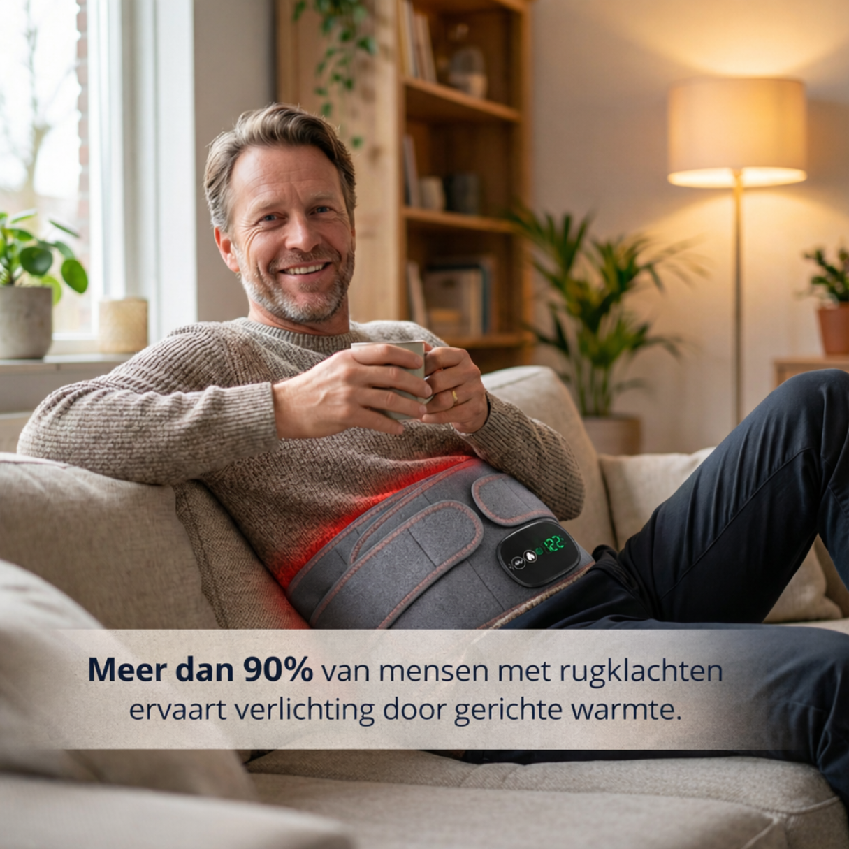 Rechte Rug brace met warmtefunctie als alternatief voor pijnstillers bij rugklachten. RECHTERUG