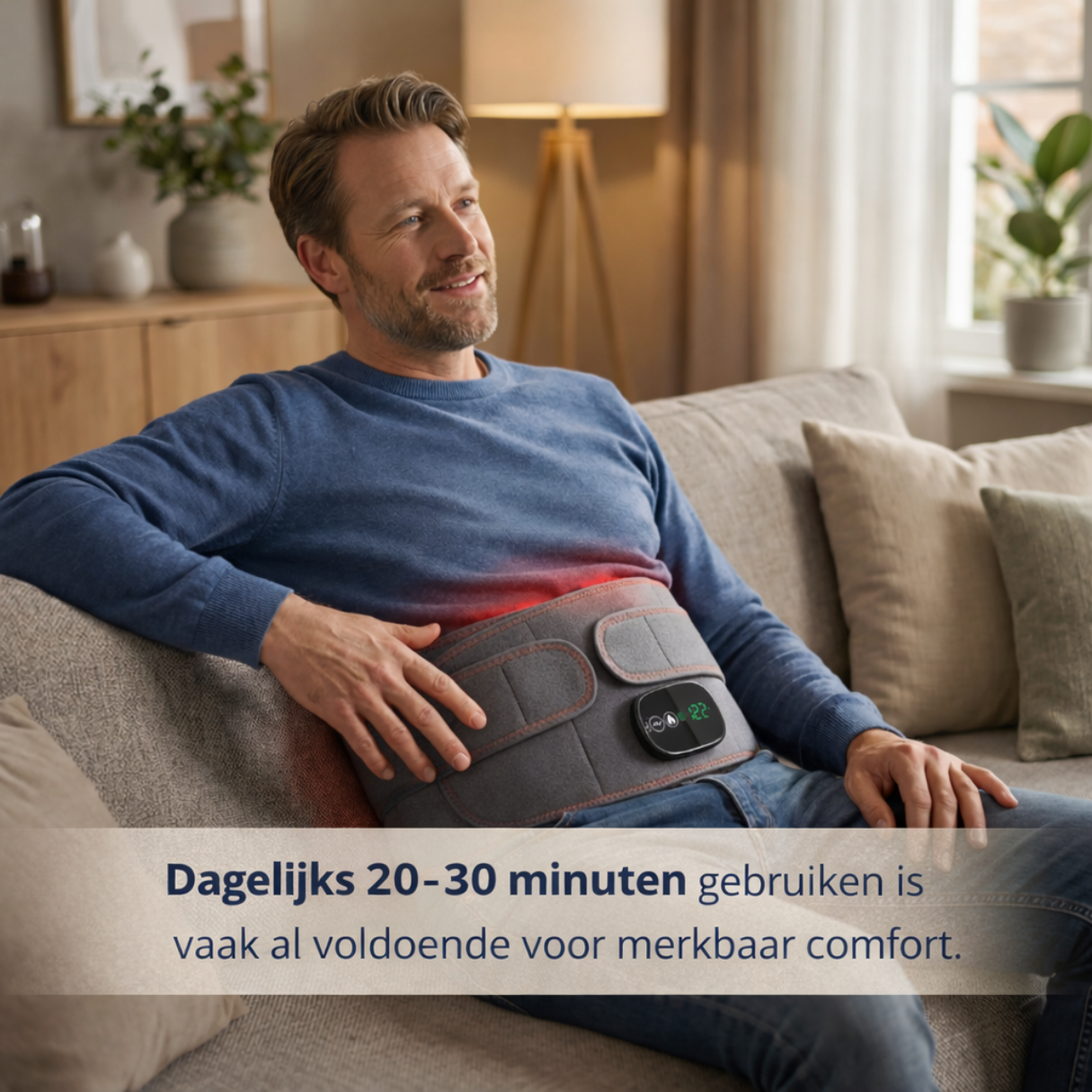 Ergonomische rugbrace met infrarood en massage voor ontspanning na lange werkdag. rechte rug rugbrace rugband podobrace rug-brace.nl