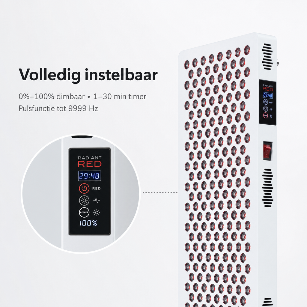 Infrarood paneel van 91 × 30 cm voor gerichte roodlichttherapie.