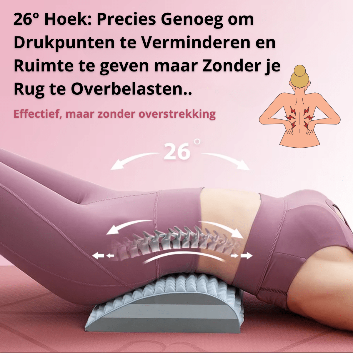 Onderrug Stretch Kussen - 26° Hoek: Verlicht Drukpunten Zonder Overstrekking