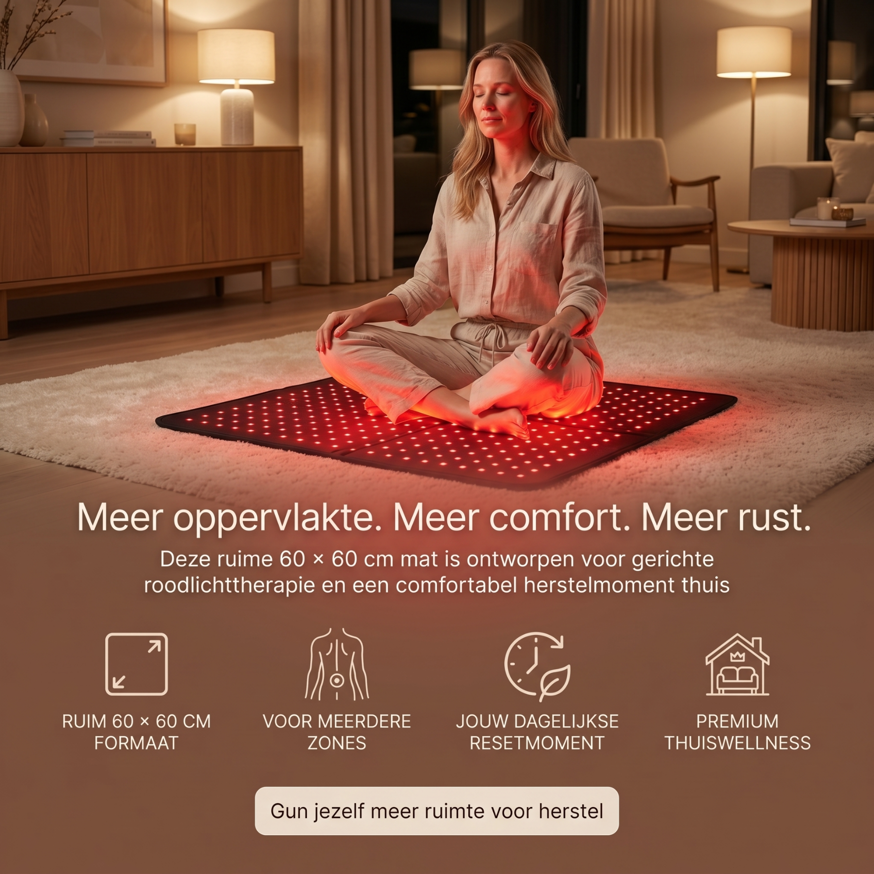 Professionele InfraRood Therapie Mat - 60x60cm - Herstel en Ontspanning