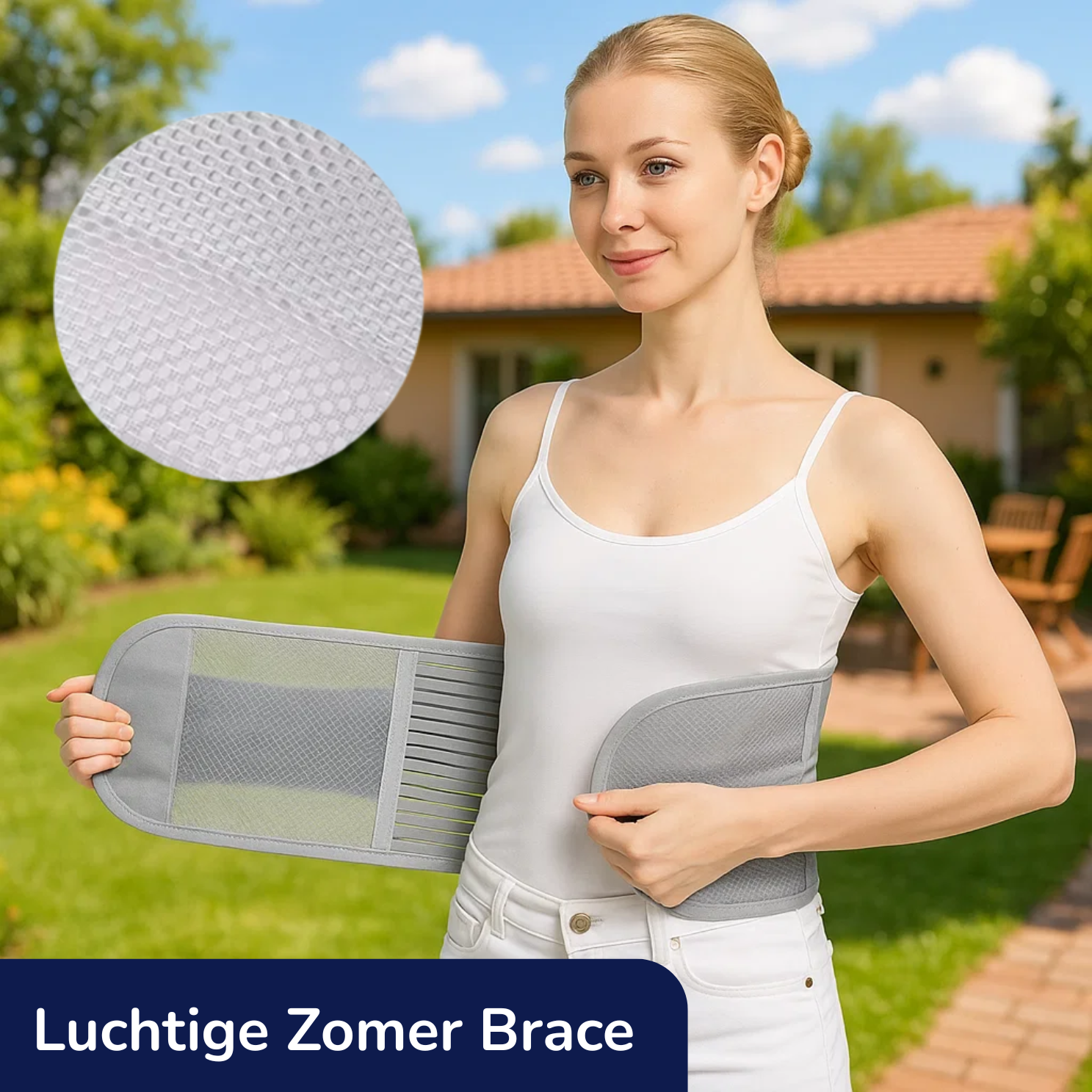 rugbrace voor de onderrug zonder zweten in de zomer rechte-rug.nl goede ondersteuning onderrug band