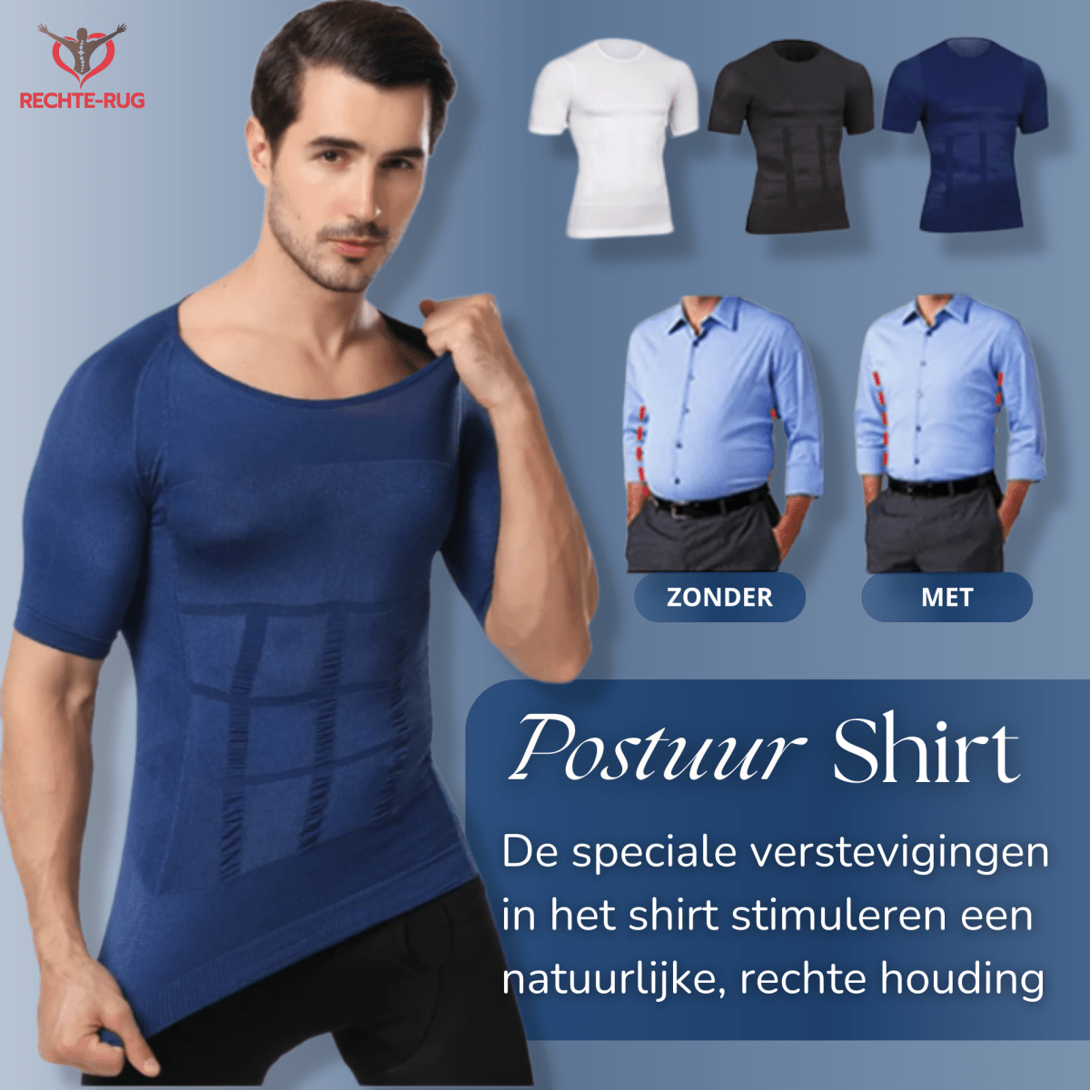 rechte-rug.nl brace postuur corrector postuur shirt voor een betere houding, goed postuur shapewear slanke buik shirt compressie t shirt kleding