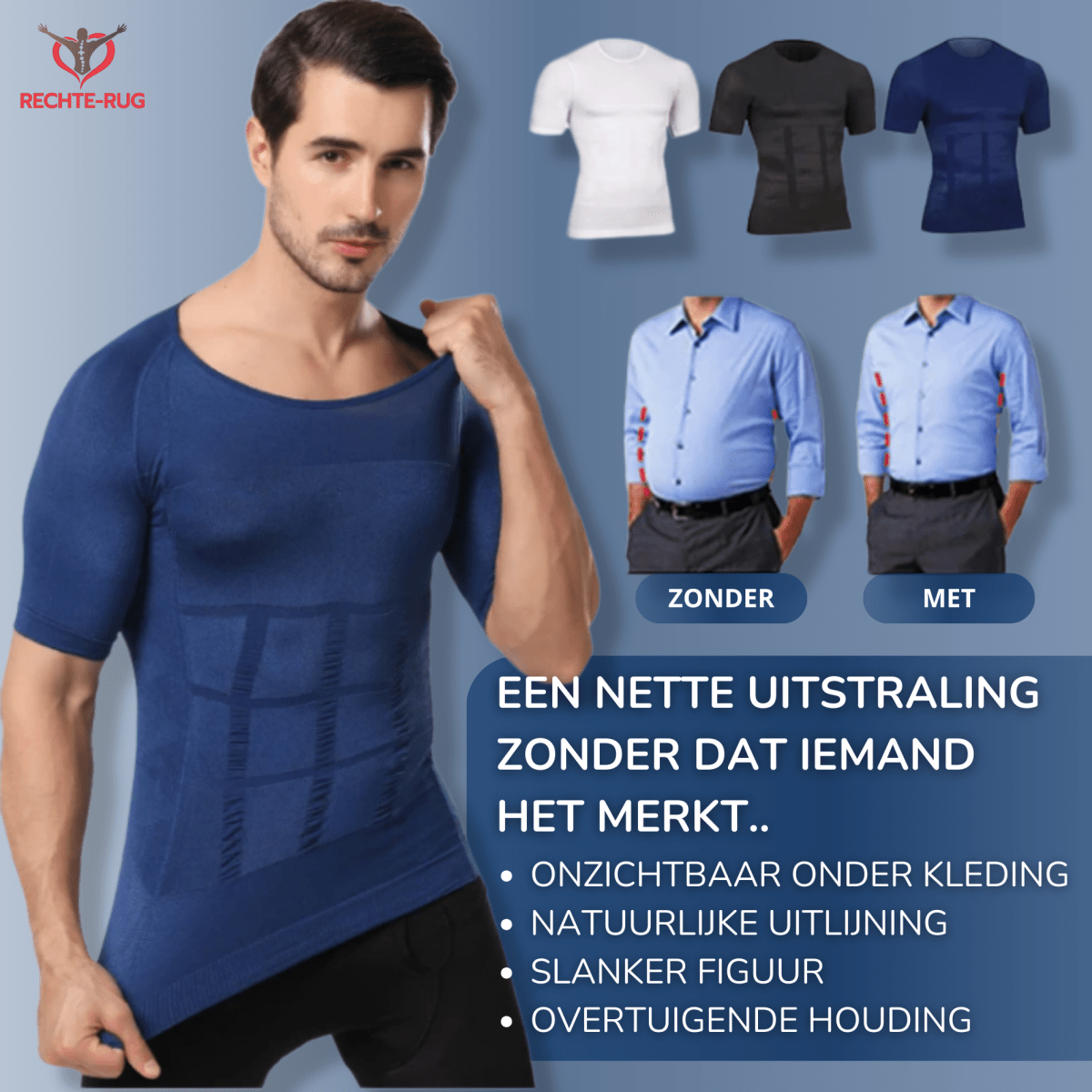 rechte-rug.nl brace postuur corrector postuur shirt voor een betere houding, goed postuur shapewear slanke buik shirt compressie t shirt kleding