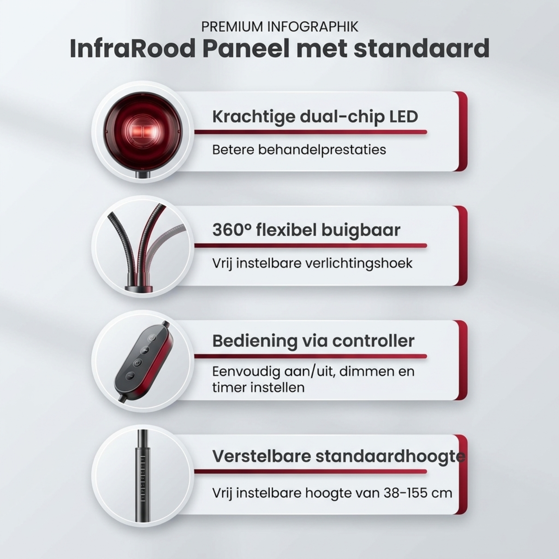 Infrarotlampe - 850 & 660 NM Rotlichttherapie - Mit Standard