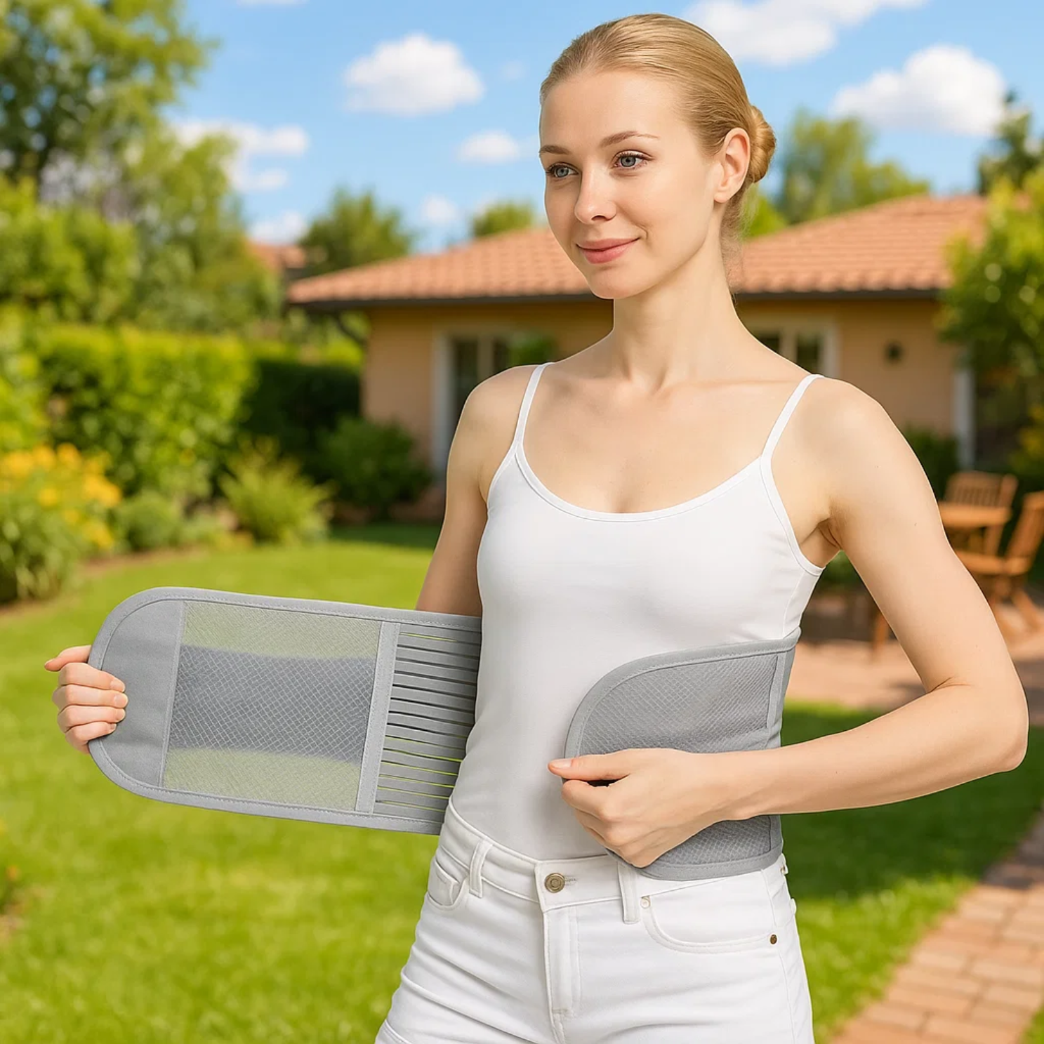 rugbrace voor de onderrug zonder zweten in de zomer rechte-rug.nl goede ondersteuning onderrug band