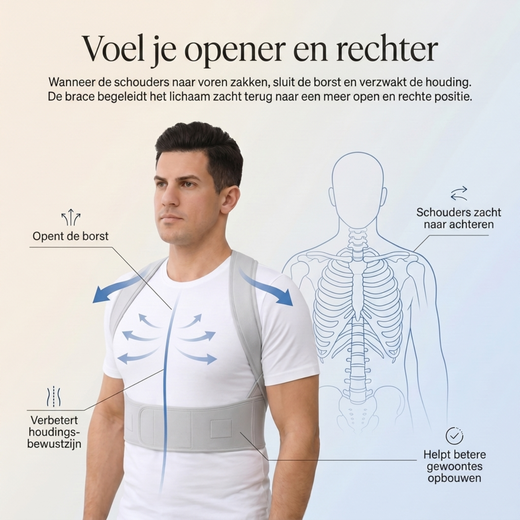 Ontworpen om je lichaamshouding te verbeteren zonder strak of stijf gevoel.