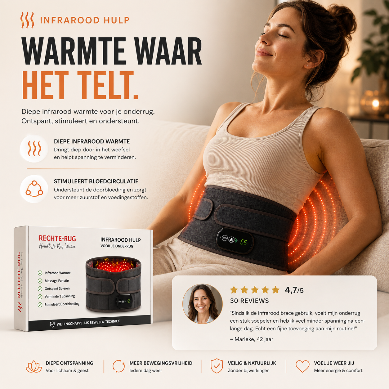 RugRevive - Infra Rood Warmte - Onderrug