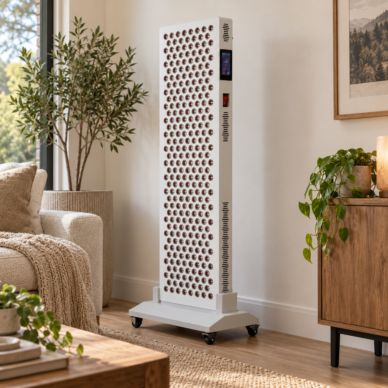 Infrarood paneel van 91 × 30 cm voor gerichte roodlichttherapie.