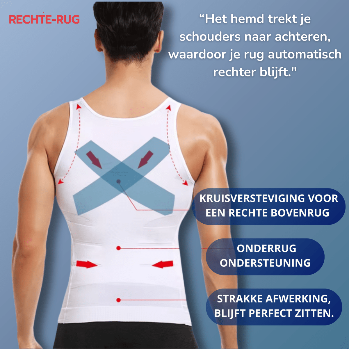 PerfectPostuur - Compressie Hemd - Slank en Recht Postuur - Heren