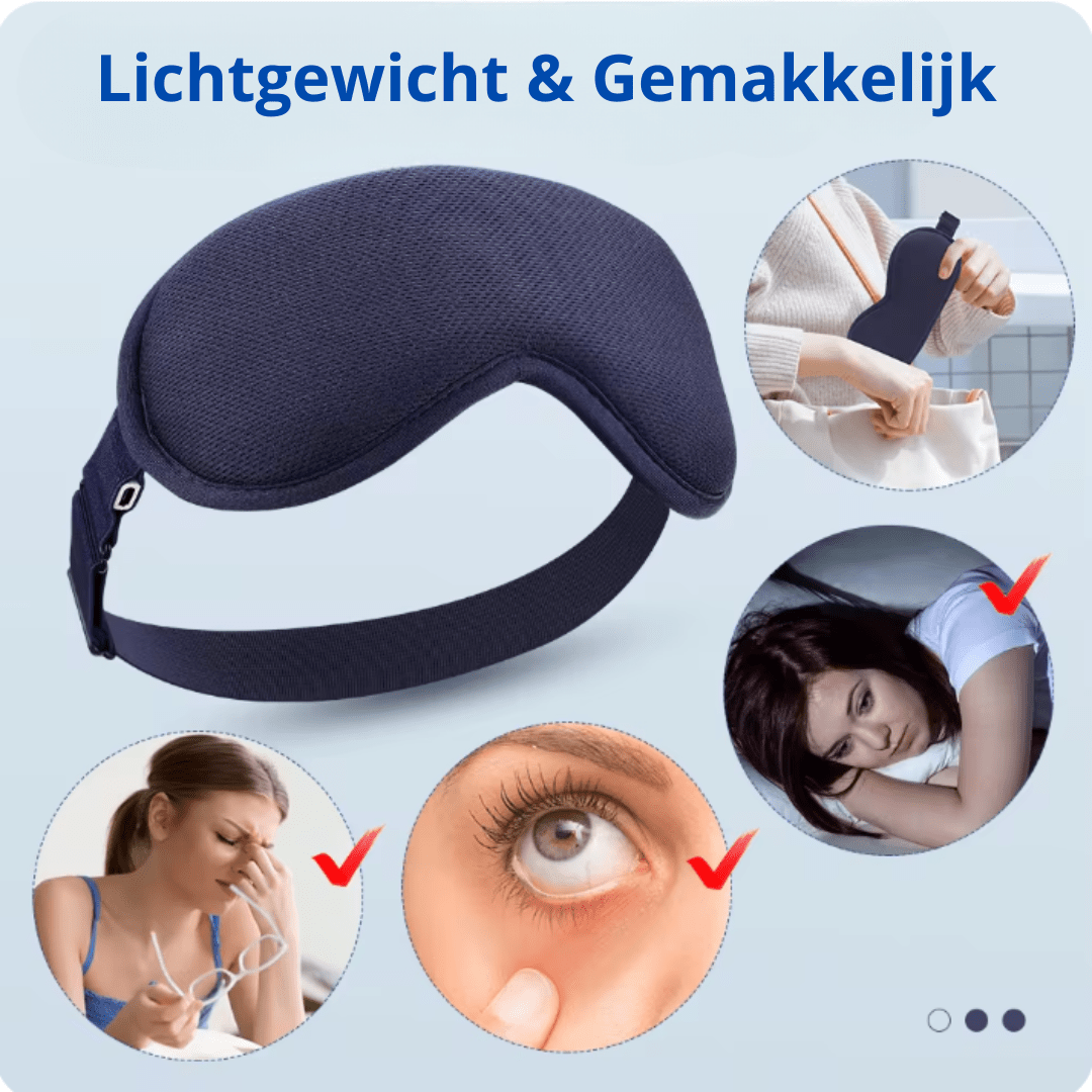 oog massage tegen hoofdpijn infrarood vermoeide ogen verhelpen. migraine of hoofdpijn verminderen met warmte brace.