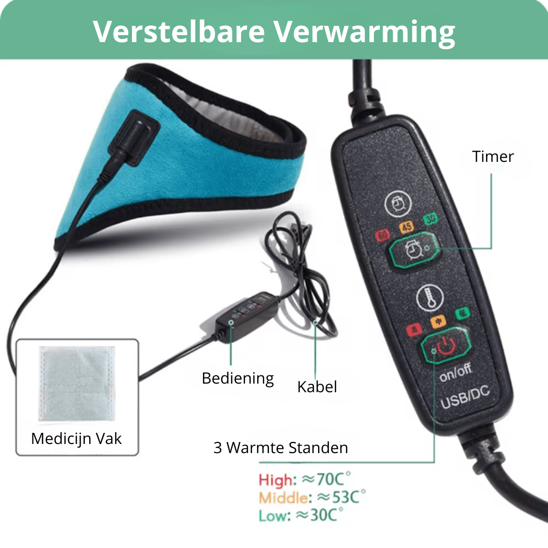 Nek infrarood verwarming brace tegen een stijve nek , nek artrose en nekpijn. infrarood rood licht therapie nekpijn