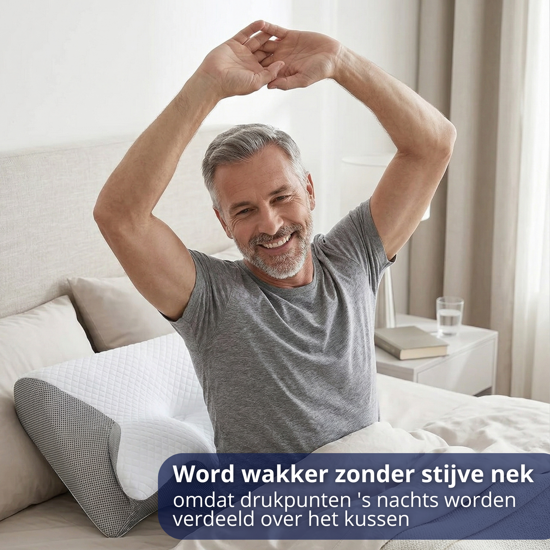 Nekkussen dat je nek ondersteunt en zorgt voor een rechte slaaphouding
Kussen tegen nekklachten en stijve nek
