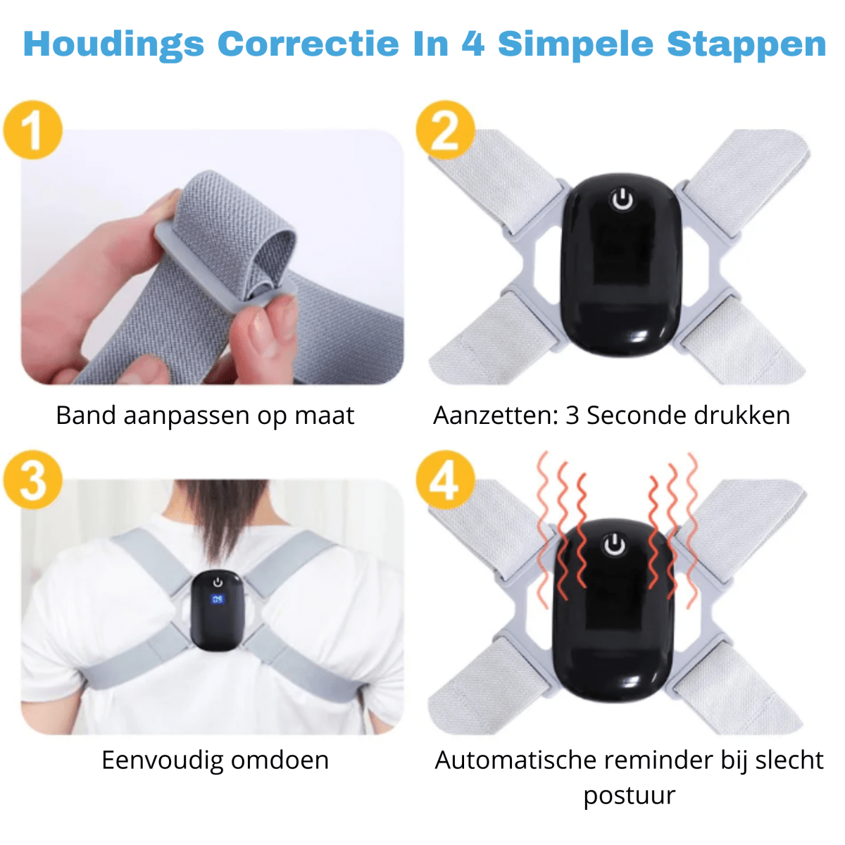 Houding postuur corrector aanpassen voor slechte houding, schouders gebogen naar voren oplossen met vibratie herinnering van deze brace band postuur brace schouders bovenrug 4