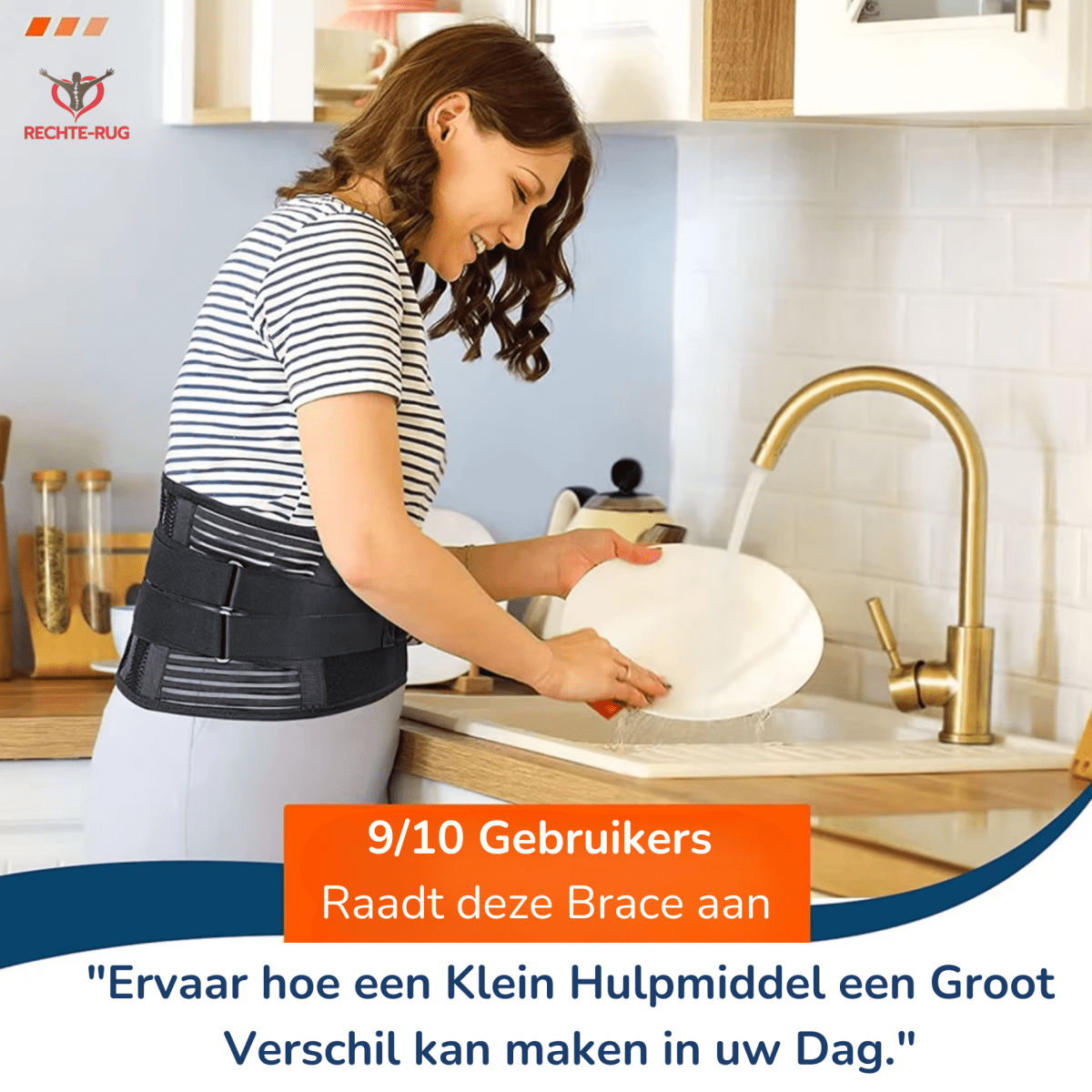 rugbrace hulpmiddel. rug brace dragen