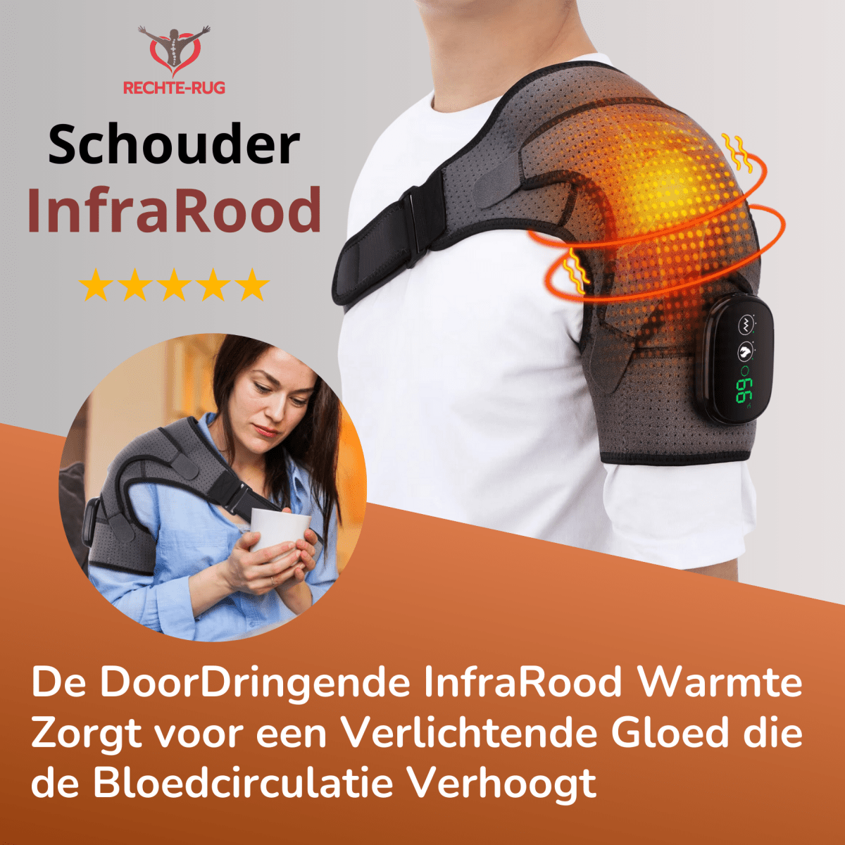 infrarood verwarming bij artrose in de schouders, rug of knieën. warmte therapie bij pijnlijke gewrichten.