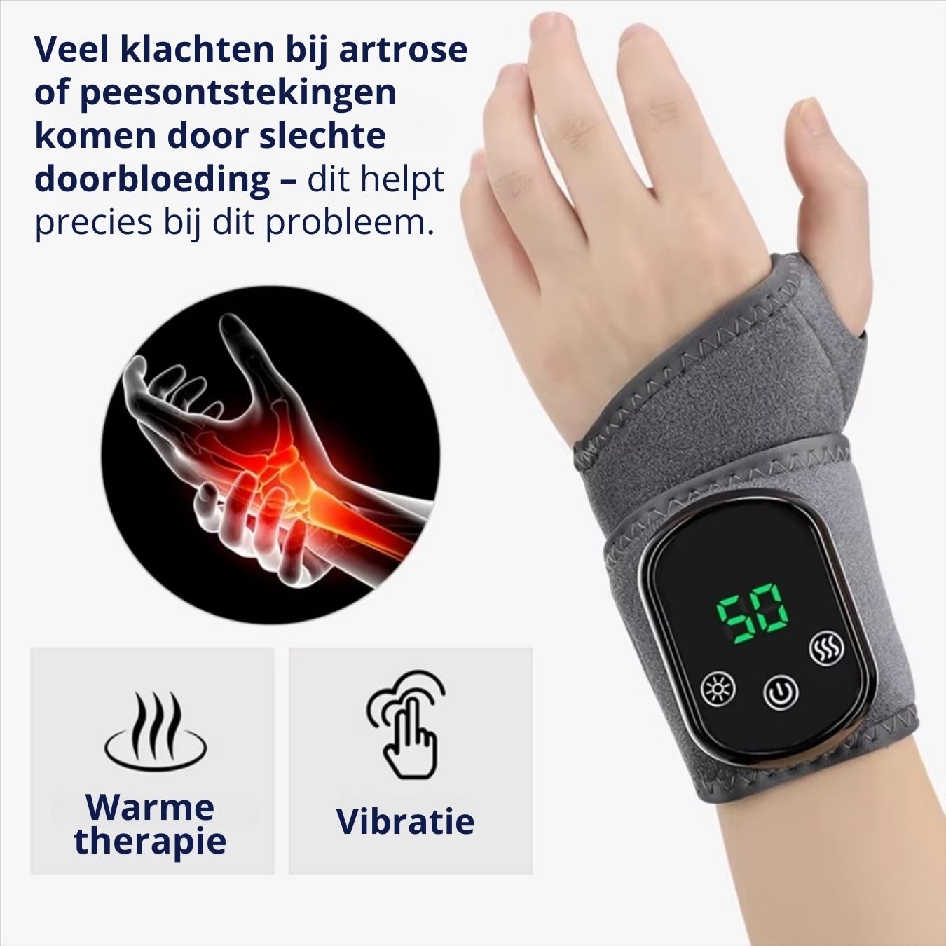 infrarood polsl verwarming brace rechte-rug.nl infrarood braces pols pols artrose voorkant