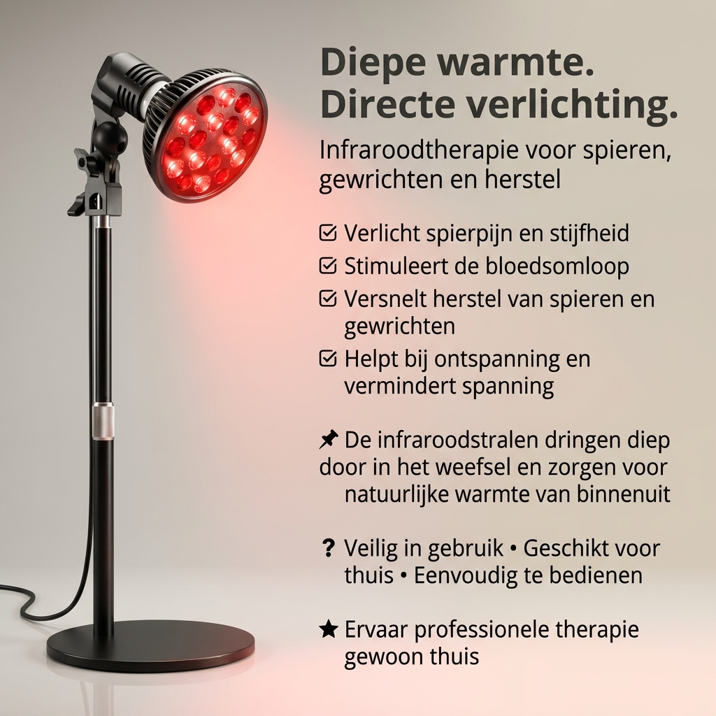 Infrarood Lamp - 850 & 660 NM Roodlicht Therapie - Met Standaard