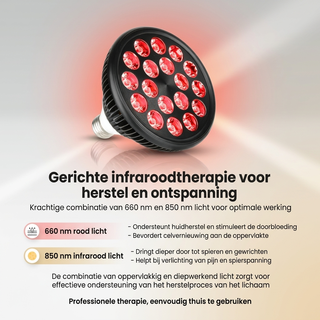 Infrarood Lamp - 850 & 660 NM Roodlicht Therapie - Met Standaard