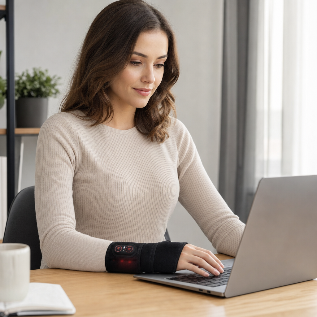 Comfortabele polssteun met instelbare warmte en vibratiefunctie.