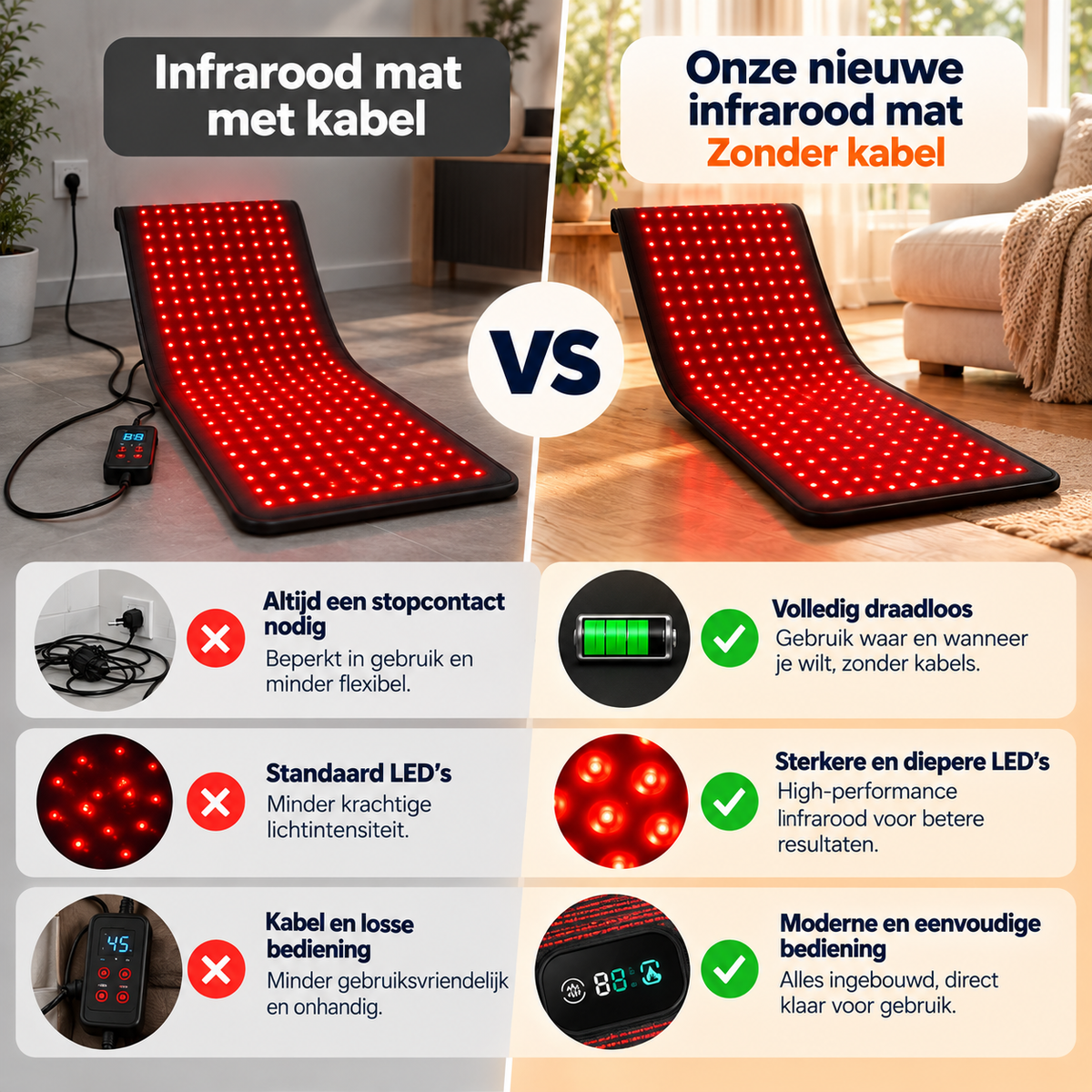 InfraRood Mat - Draadloos - 100x40cm