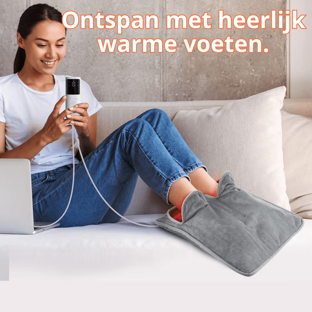 Koude voeten ontstaan vaak omdat ze ver van je hart verwijderd zijn – het centrum van je bloedsomloop waar het warme bloed stroomt. Hierdoor duurt het langer voordat warmte je voeten bereikt, vooral als de doorbloeding niet optimaal is. Dit kan worden verergerd door factoren zoals lage temperaturen, stress, of gezondheidsproblemen zoals diabetes.
De oplossing: Houd je voeten warm
Door je voeten warm te houden met een voetverwarmer, stimuleer je de bloedsomloop en help je je lichaam beter te functioneren. W