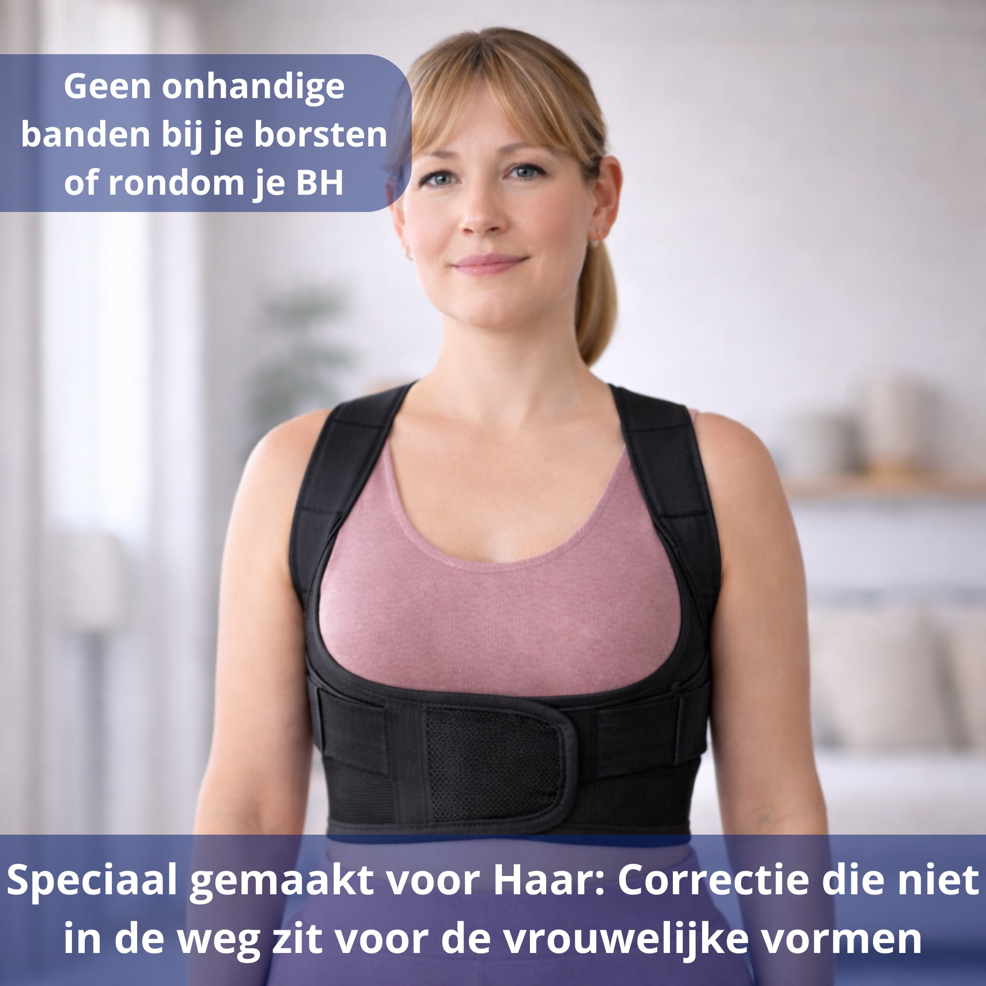 Dames lock postuur met comfortabele pasvorm zonder druk op borsten of bh.