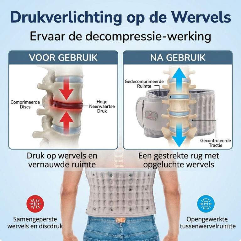 rechte rug Decompressie brace bij hernia onderrug — verlicht druk op de tussenwervelschijven en biedt directe ondersteuning waar het pijn doet.