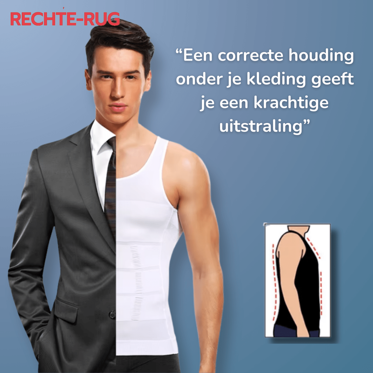 PerfectPostuur - Compressie Hemd - Slank en Recht Postuur - Heren