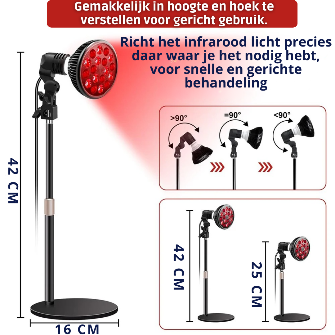 Infrarood Lamp - 850 & 660 NM Roodlicht Therapie - Met Standaard