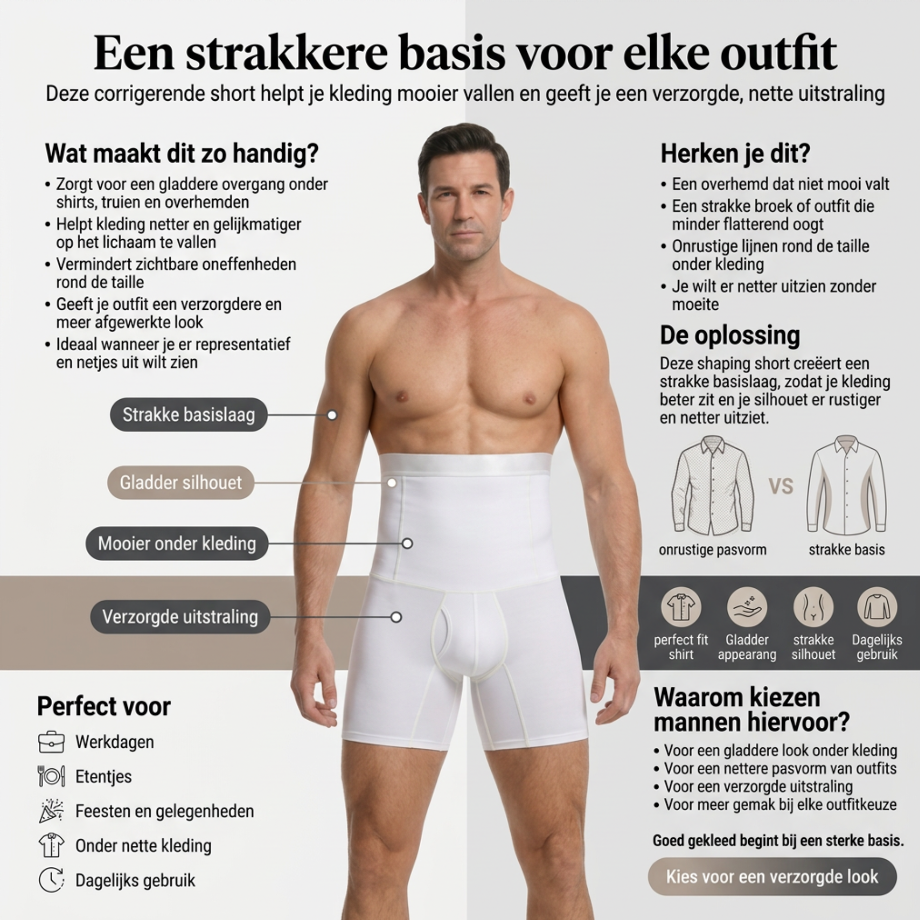 PerfectPostuur - Compressie Broek - Ondersteuning Bovenbenen & Middel - Heren