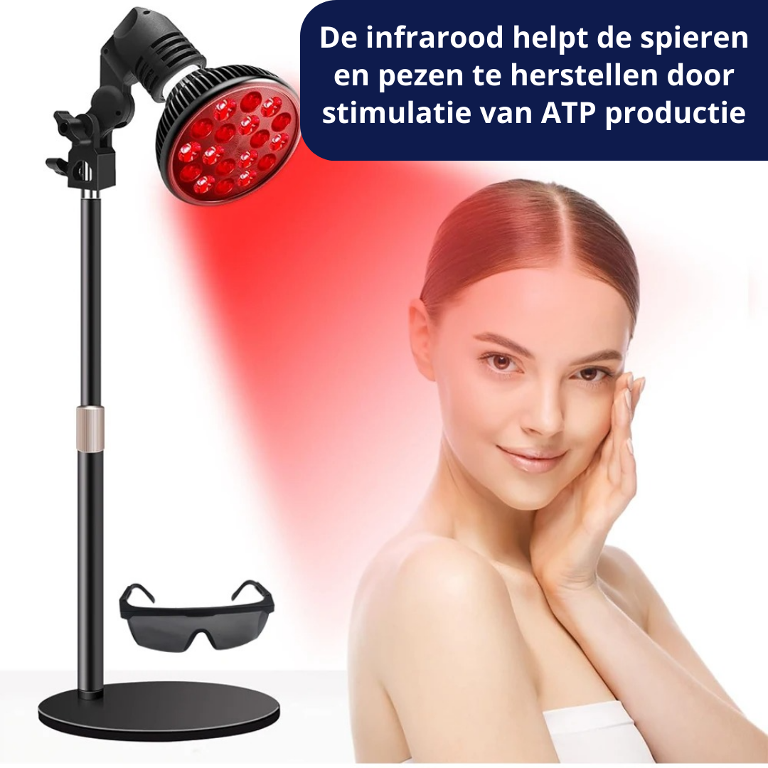 Infrarood Lamp - 850 & 660 NM Roodlicht Therapie - Met Standaard