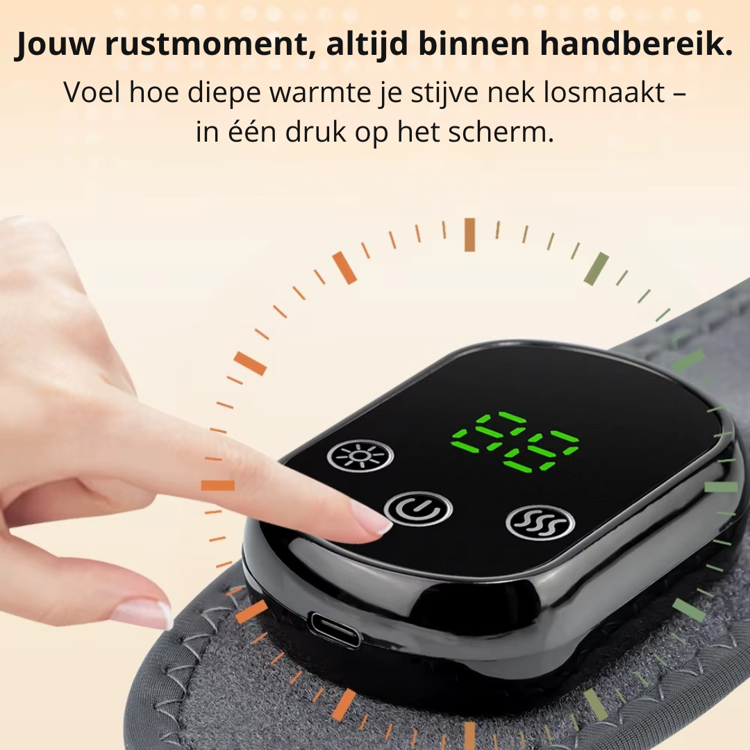 Nekbrace met warmte, Polsbrace met warmte, Enkelbrace met warmte, Warmtebrace voor nek, Warmtebrace voor pols, Warmtebrace voor enkel, Verwarmde nekband, Verwarmde polsband, Verwarmde enkelband, Draadloze nekbrace, Draadloze polsbrace, Draadloze enkelbrace, Massagebrace voor nek, Massagebrace voor pols, Massagebrace voor enkel, Nekbrace tegen nekpijn, Polsbrace tegen polspijn, Enkelbrace tegen enkelpijn, Warmte en massage voor stijve spieren, Verlicht nek-, pols- en enkelklachten, Warmteband voor nek, pols 