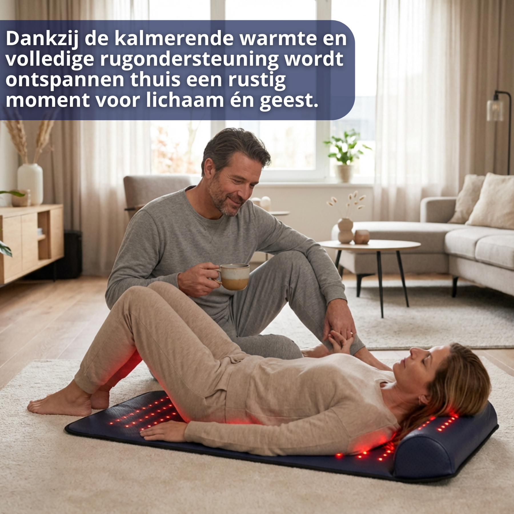 Koppel gebruikt infraroodmat ontspanning rechte rug warmte ondersteuning rechte-rug.nl