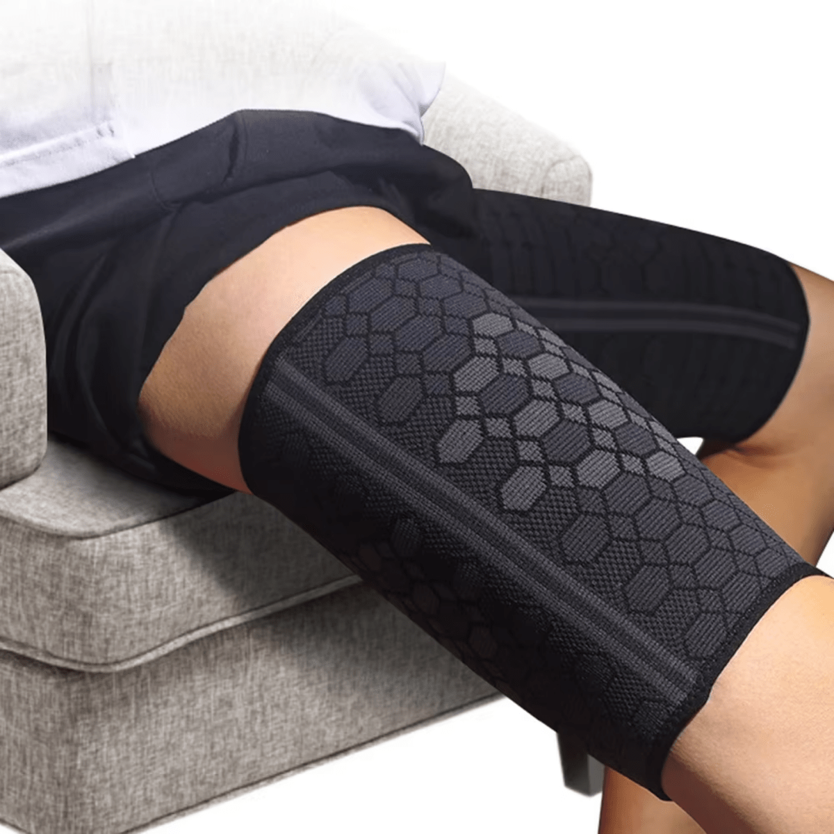 bovenbeen hamstring quatriceps brace sleeve band steun brace been bovenbeen band compressie sleeve been druk been spataderen spierpijn bovenbeen pijn rechte rug brace rechterug