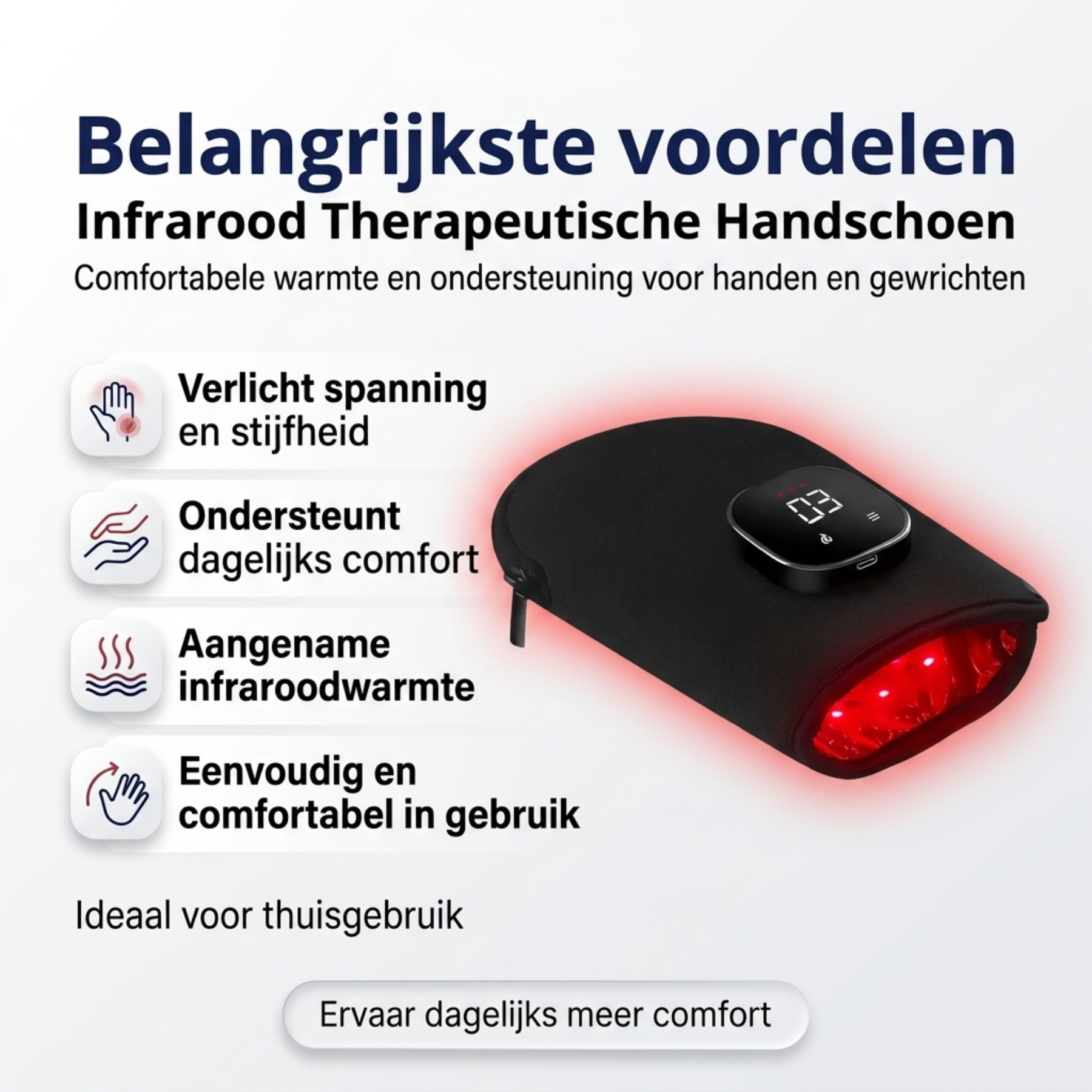 rechte rug handschoen voor reuma artrose infrarood handen