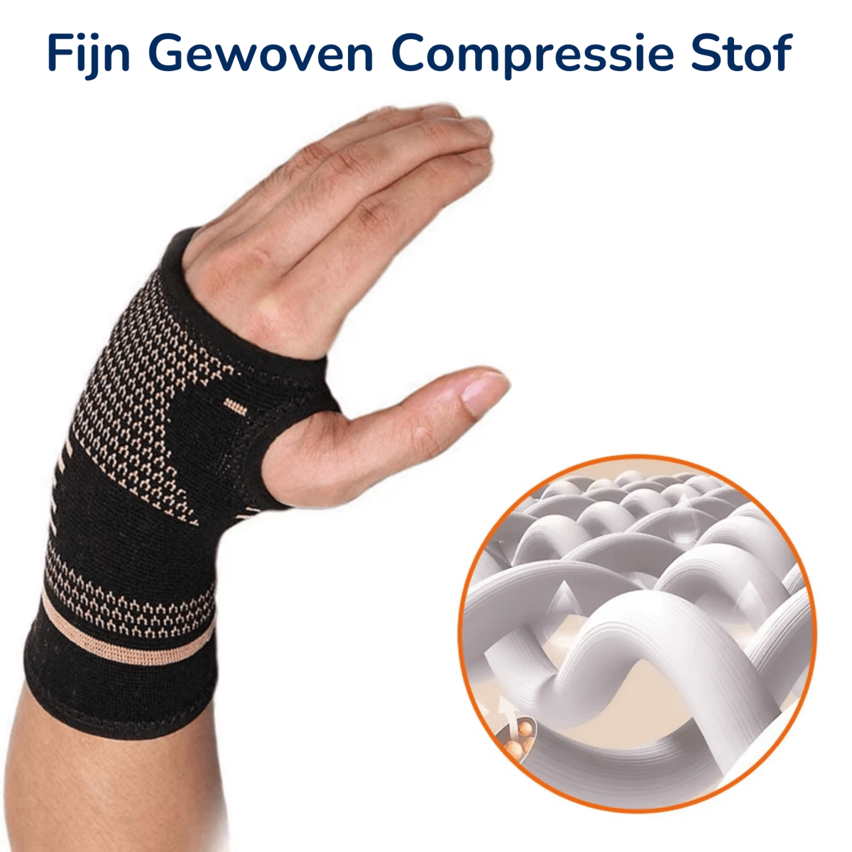 pols steun compressie mouw voor hand en pols met koper voor steun en ondersteuning aan de pols pols band polsbrace rechte-rug.nl rechte rug