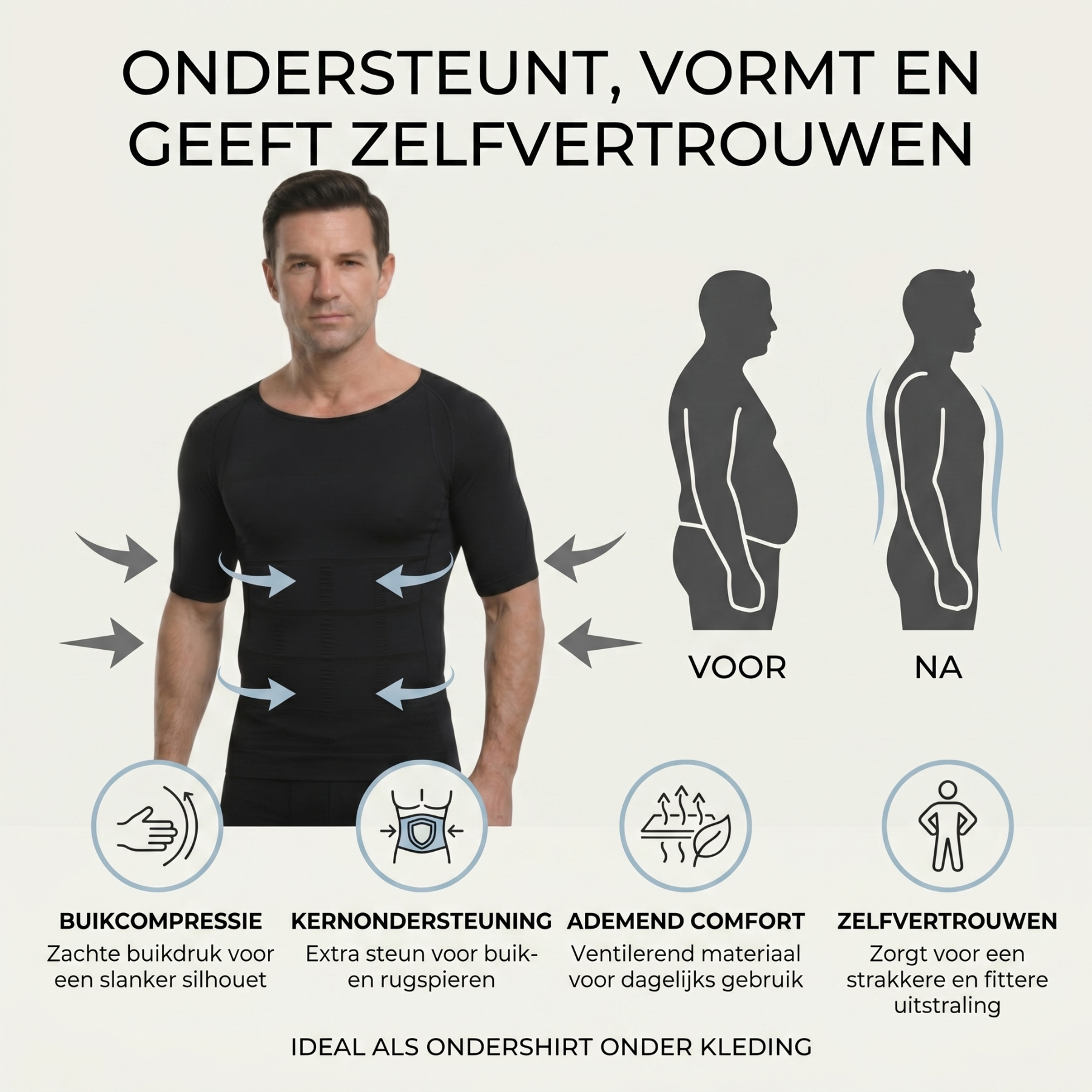 rechte rug postuur shirt , afslankend shirt