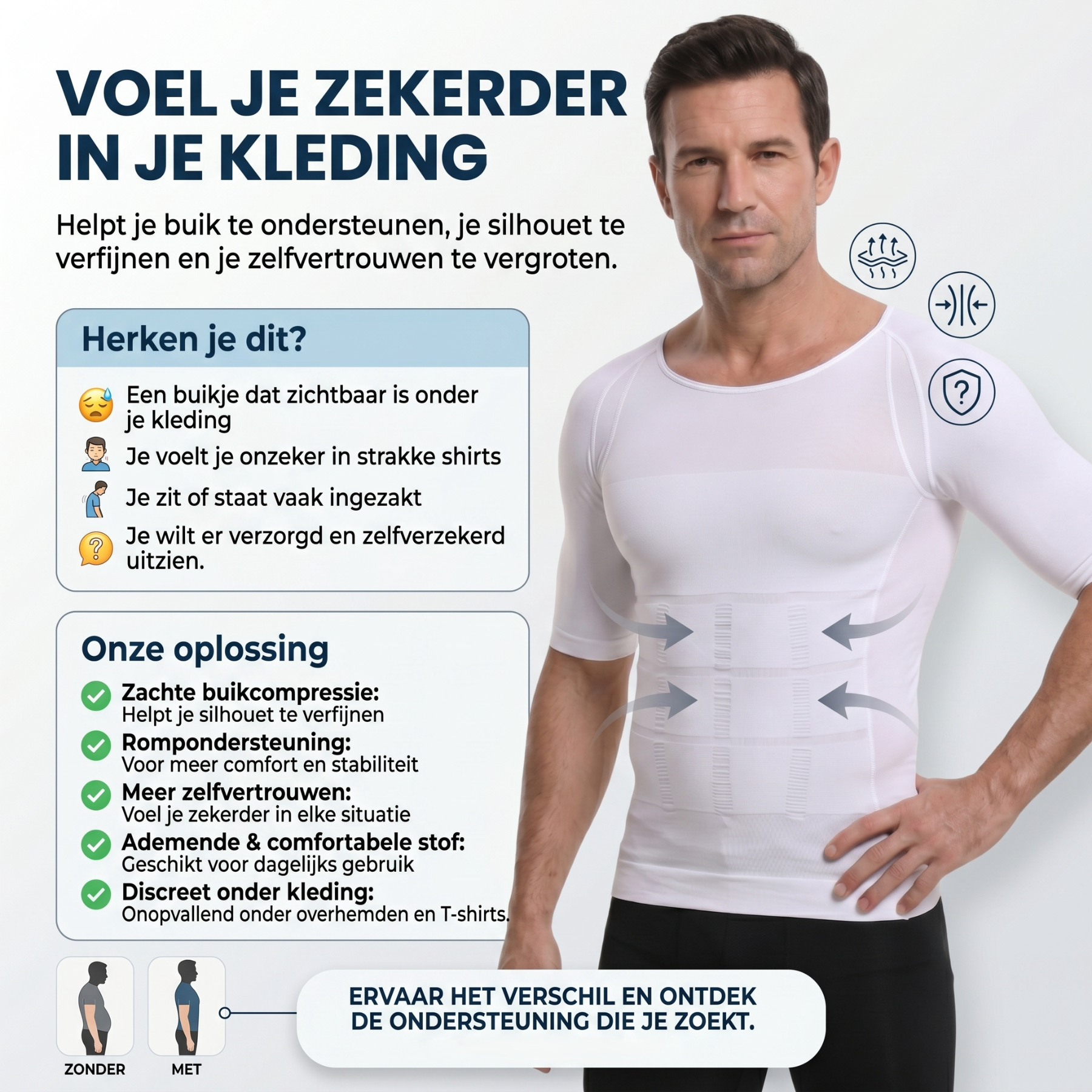 correctie shirt rechte rug postuur shirt , afslankend shirt