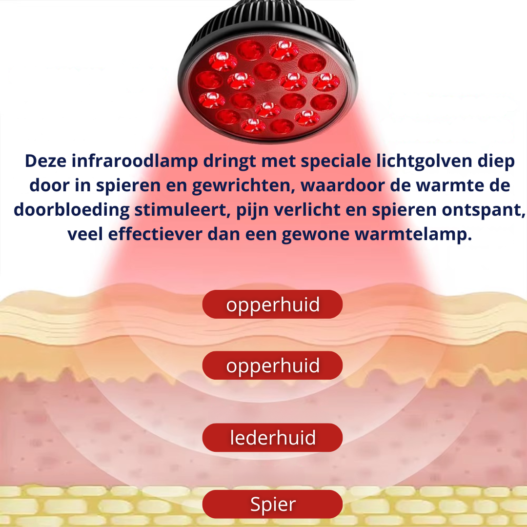 Infrarood Lamp - 850 & 660 NM Roodlicht Therapie - Met Standaard