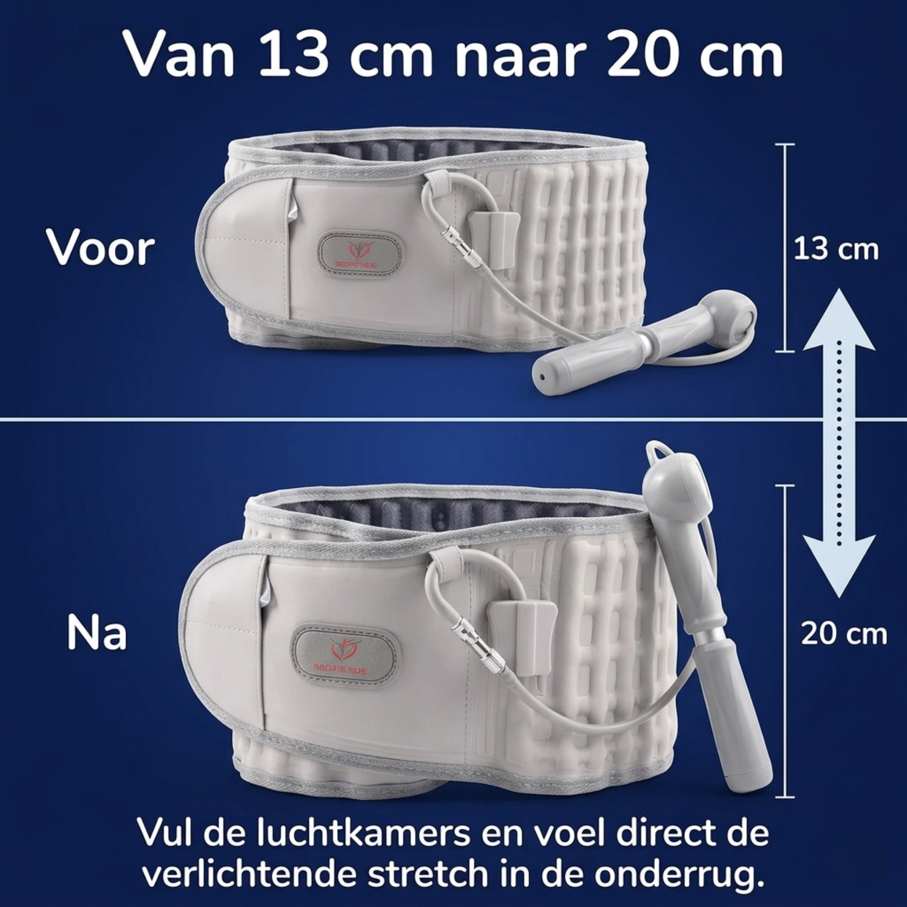 Rugbrace bij hernia en ingezakte wervels — ondersteunt de lendenwervels, vermindert drukpijn en helpt je langer rechtop te staan en bewegen.