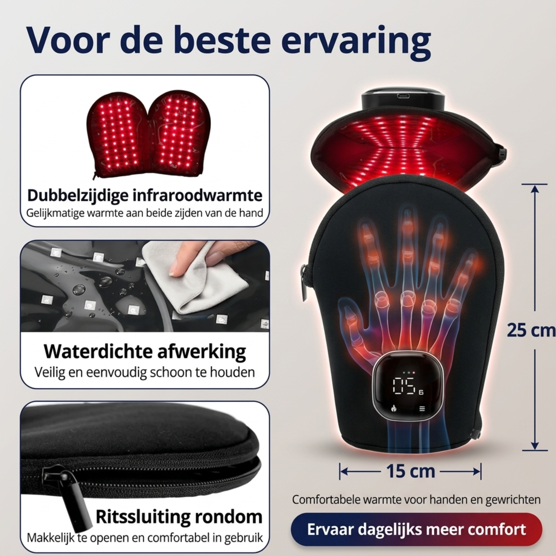rechte rug handschoen voor reuma artrose infrarood handen 2