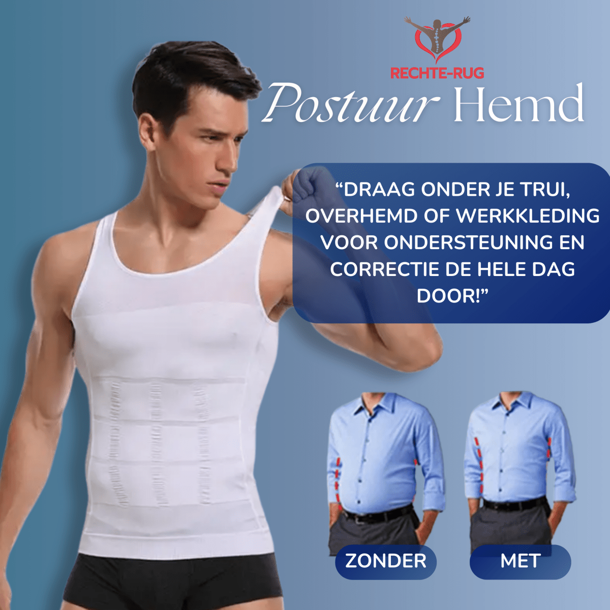 PerfectPostuur - Compressie Hemd - Slank en Recht Postuur - Heren