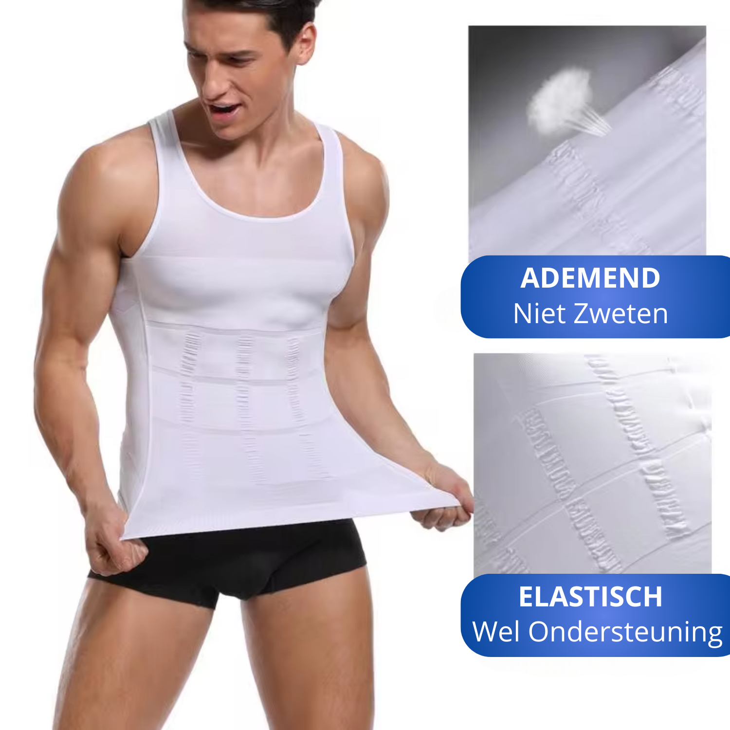 nette uitstraling krijgen met tshirt of hemd . elastisch shirt voor beter postuur.