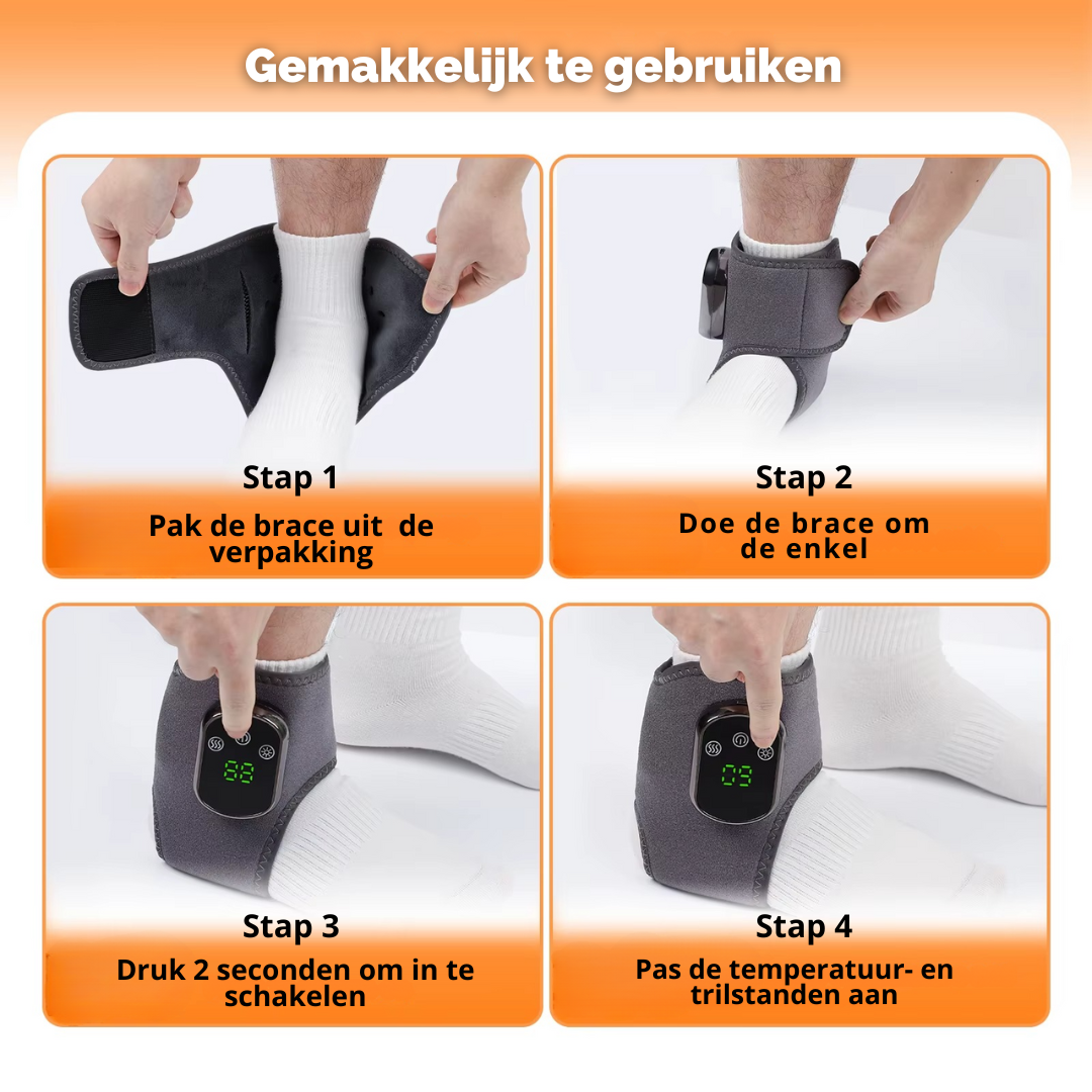 Enkelbrace, Enkelbrace met warmte, Warmte enkel brace, Verwarmde enkelband, Enkelbrace tegen enkelpijn, Enkelwarmer elektrisch, Enkelbrace met massagefunctie, Draadloze enkelbrace warmte, Warmteband voor enkel en voet, Enkelbrace voor stijve enkel, Enkelbrace met vibratie en warmte, Enkelbrace ontspanning, Enkelbrace draadloos oplaadbaar, Enkelbrace met trilling, Enkelbrace tegen overbelasting, Enkelbrace voor enkelklachten, Enkelpijn verlichten met warmte, Enkel brace die spieren ontspant, 