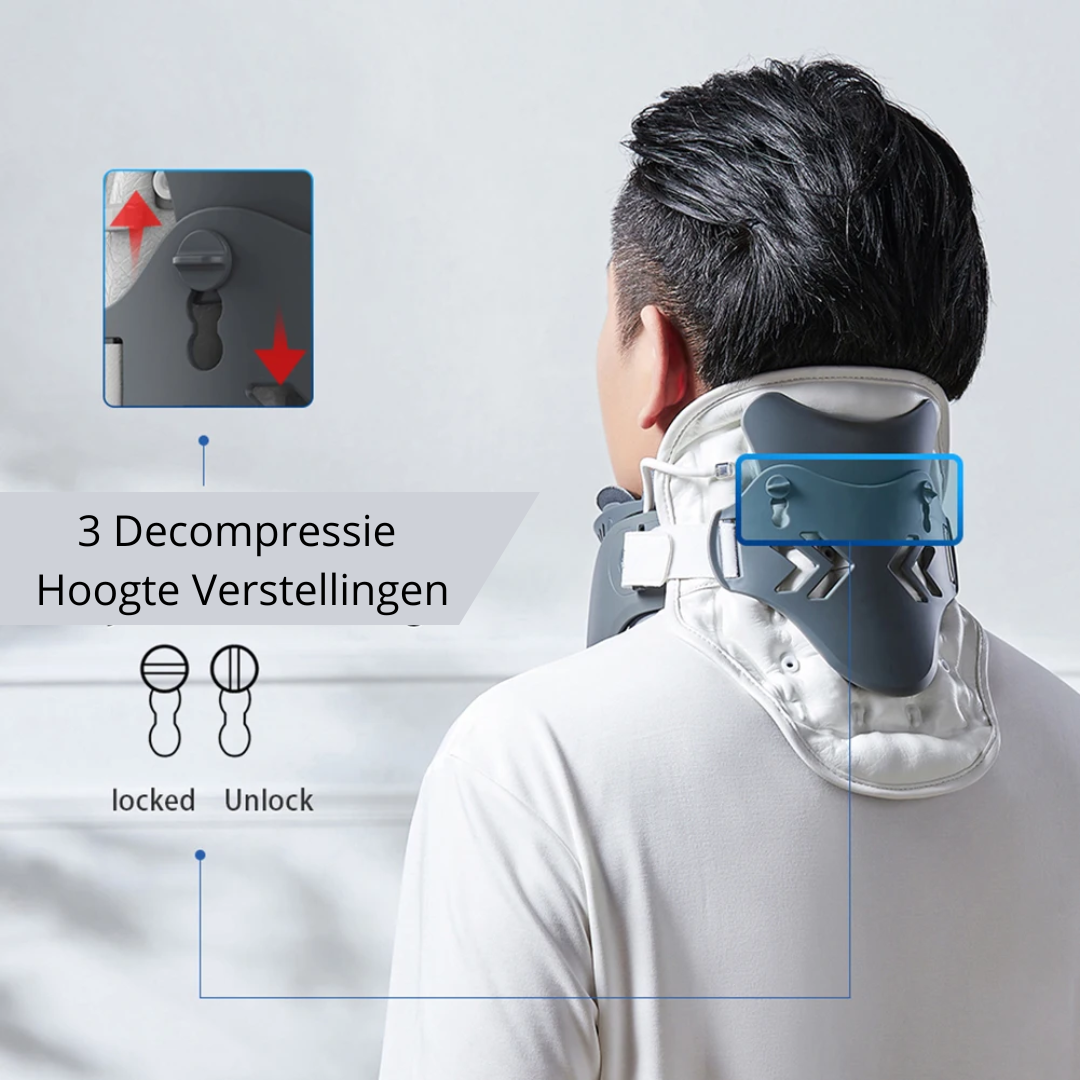 Rugbrace decompressie tegen nekpijn, nek klachten oplossen, nekbrace voor nekpijn nekhernia hernia nek