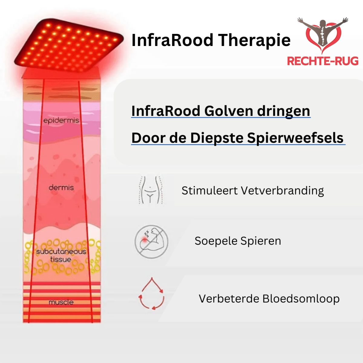 infrarood therapie bij rechte-rug. infrarood voor de rug, knie, elleboog, voet, nek, schouders. Ontdek de RugRevive Rechte-Rug Infrarood Brace tegen rugpijn, hernia, en andere rugklachten - Voor verlichting van rugpijn, rughernia, verbeterde bloedcirculatie en vermindering van ontstekingen met de innovatieve infrarood brace.